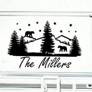 Personalized RV Decal - Custom Camper Decor - Motorhome Sticker - Mountains Car Decals
