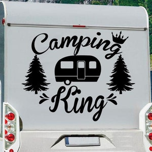 Motorhome Camping King RV Decal, Camper Vinyl Sticker, Forest and Trees Motorhome, Travel Trailer Decals, Front Door Decal