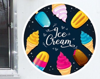 Ice Cream Sticker for Food Tralier - Fast Food Van Art Decor Sticker - Decoration for Business - Decor Vinyl for Party Birthday