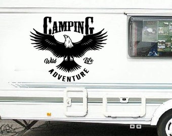 Camping Adventure RV Decal - Wild Life Car Sticker - Motorhome Camper Door Vinyl Decor -  Eagle Truck Decoration - Camper Gift