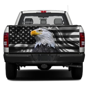 Aufkleber für die Heckklappe mit amerikanischem Adler. Amerikanische Flagge Tailgate Wrap Vinyl Grafik Aufkleber. USA Themed Truck Graphik Abziehbild Car Wrap Pick-up.