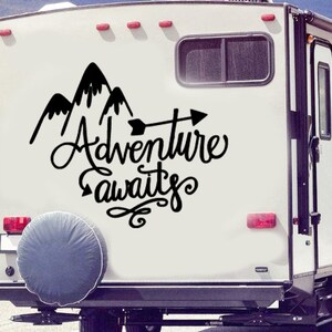 Adventure Awaits Quote Motorhome Decal - Camper Vinyl Sticker - Decor ...