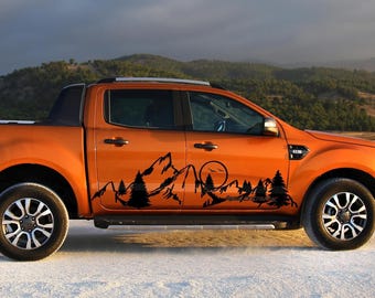 Adhesivo lateral para carrocería de coche de montaña, diseño de carrocería de naturaleza de bosque americano de gran tamaño para 4x4, jeep, camioneta, todoterreno, envoltura de calcomanía para vehículo, regalo para viajero