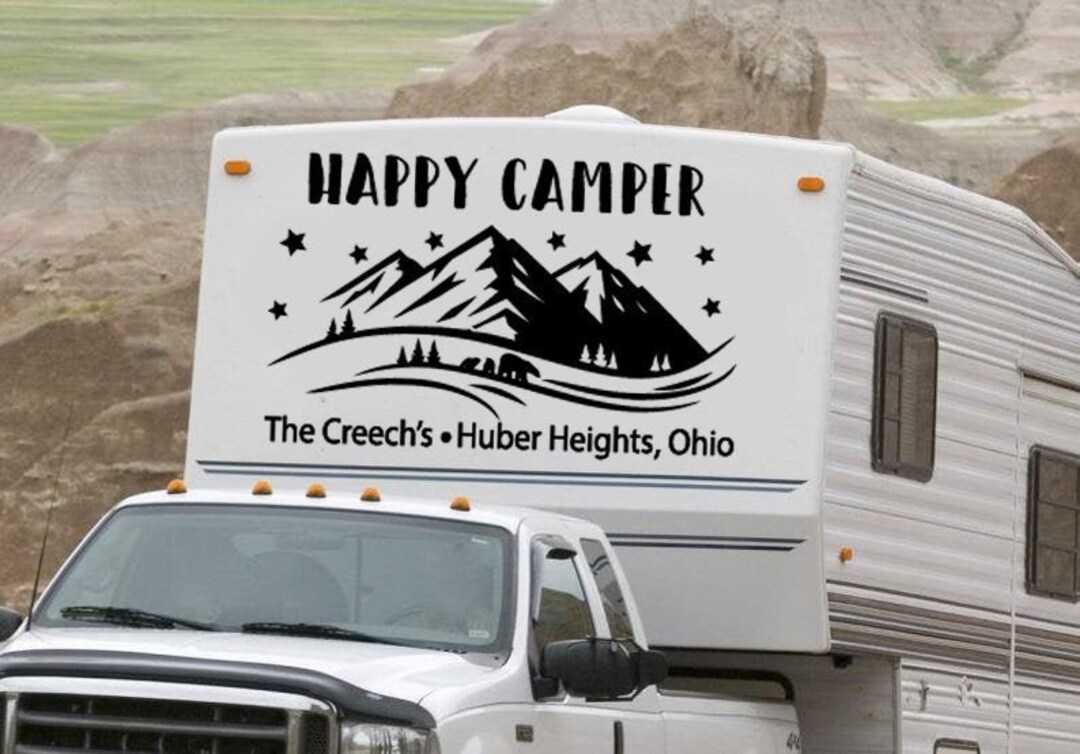 Personalized RV Decal Motor Home Happy Camper RV Sticker Camper Vinyl
