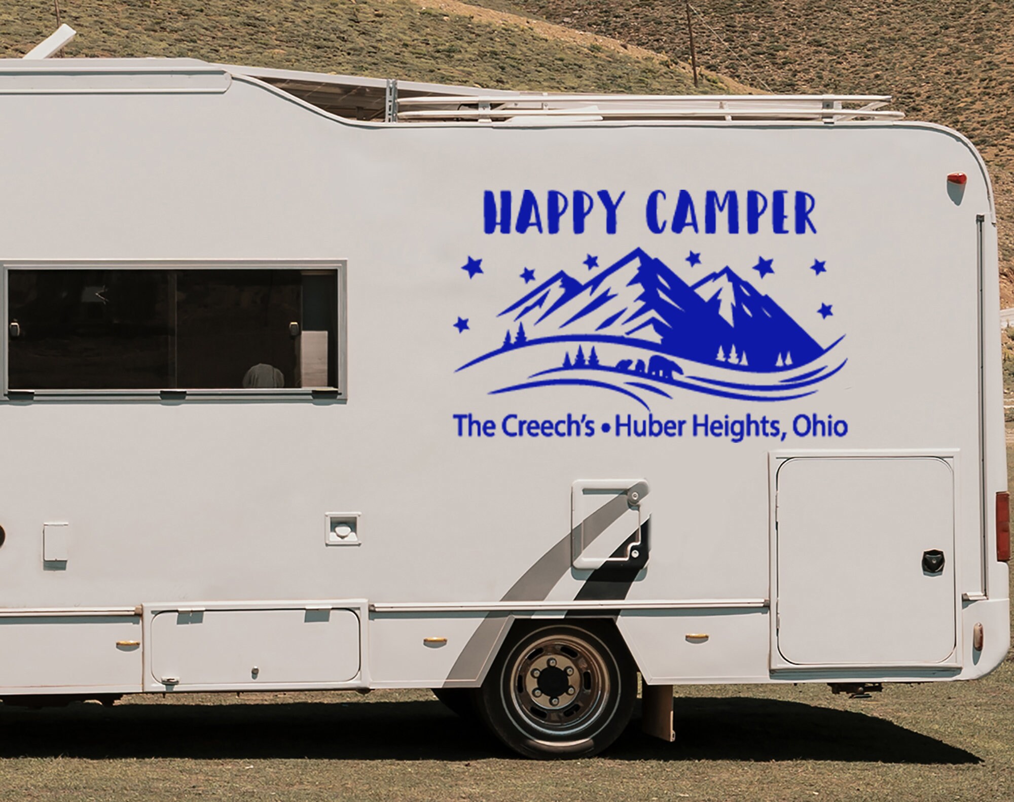 Personalized Rv Tags Personalized RV Decal Motor Home - Happy Camper RV Sticker - Camper ...