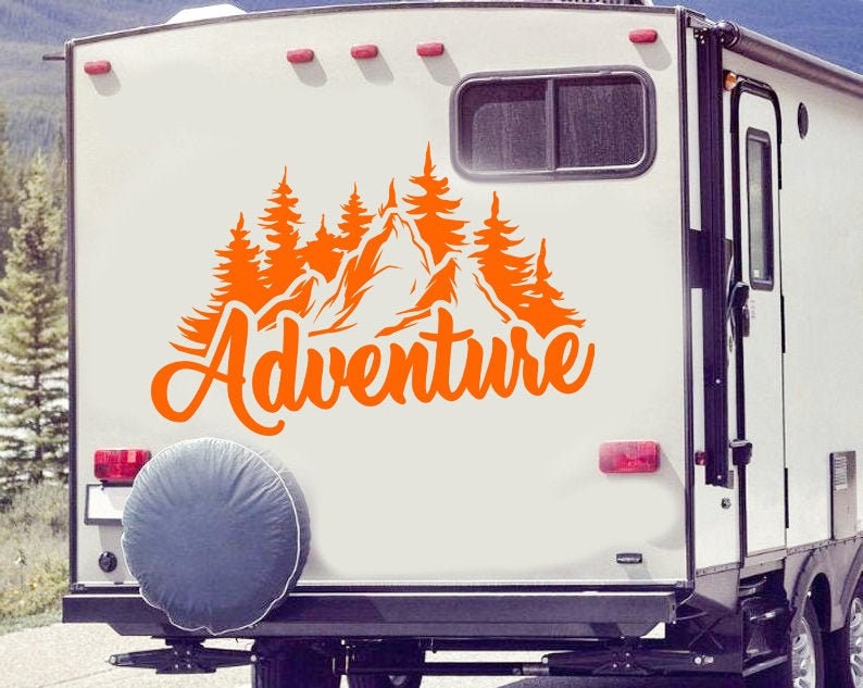 Adventure RV Decal - Happy Camper Vinyl Sticker Motorhome - Camping RV ...