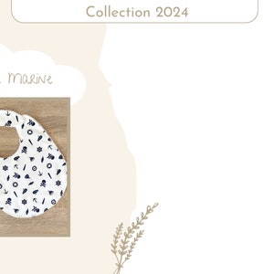 Baby bib in cotton and bamboo sponge / Baby meal accessory / 2024 Collection 19. Marine
