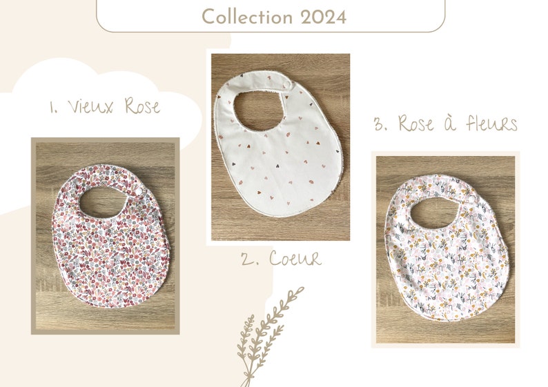 Baby bib in cotton and bamboo sponge / Baby meal accessory / 2024 Collection image 2