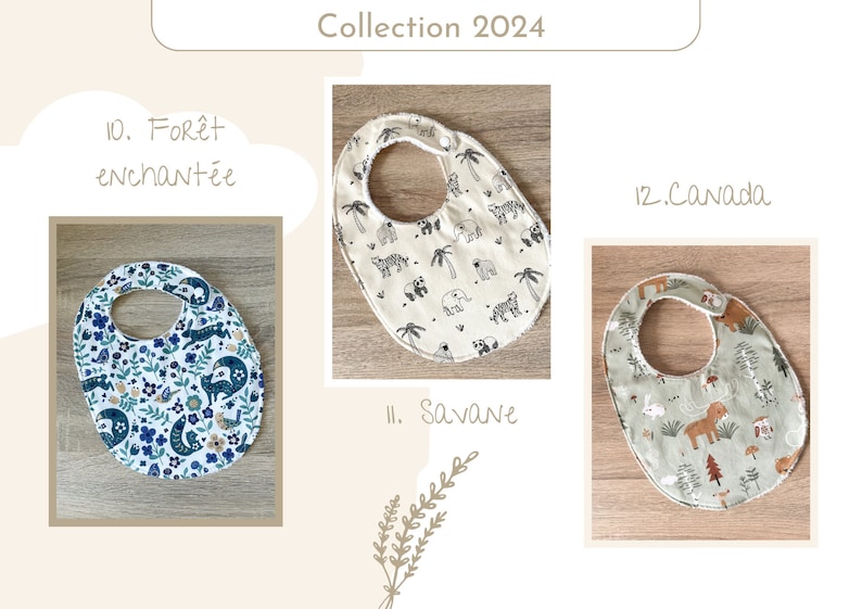 Baby bib in cotton and bamboo sponge / Baby meal accessory / 2024 Collection image 5