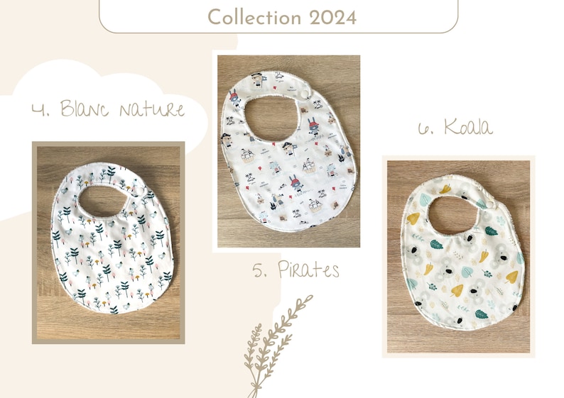 Baby bib in cotton and bamboo sponge / Baby meal accessory / 2024 Collection image 3
