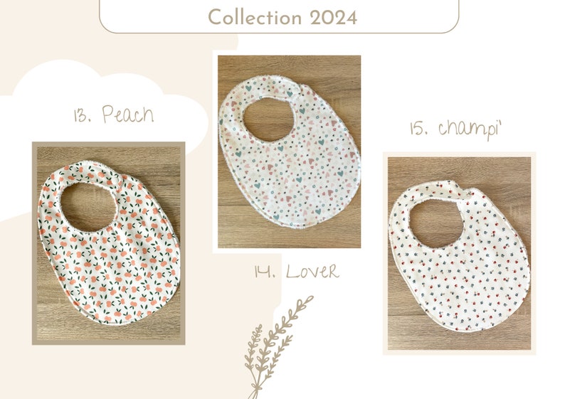 Baby bib in cotton and bamboo sponge / Baby meal accessory / 2024 Collection image 6
