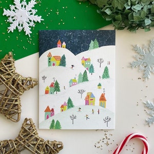 Christmas card, set of 4 Christmas cards, illustrated holiday cards, Christmas gift, blank Christmas card set image 1