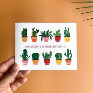 Plant birthday card, birthday card, for her, for plant lady, blank greeting card, mom birthday card, for plant lover, birthday greeting card image 1