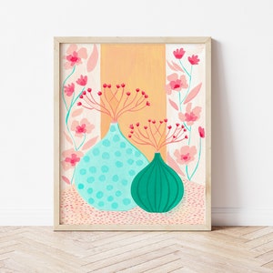 Impresión de arte del jarrón floral, arte de la pared botánica, cartel de la planta, arte de la planta de la casa, impresión de arte botánico Boho, cartel del jarrón floral, impresión de la casa