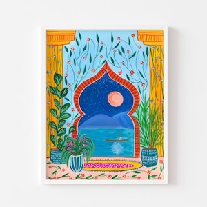 Stampa di viaggio marocco, stampa arte botanica, decorazione murale tropicale, stampa d'arte marocco, regalo di Natale per viaggiatore, stampa d'arte Marrakech, regalo