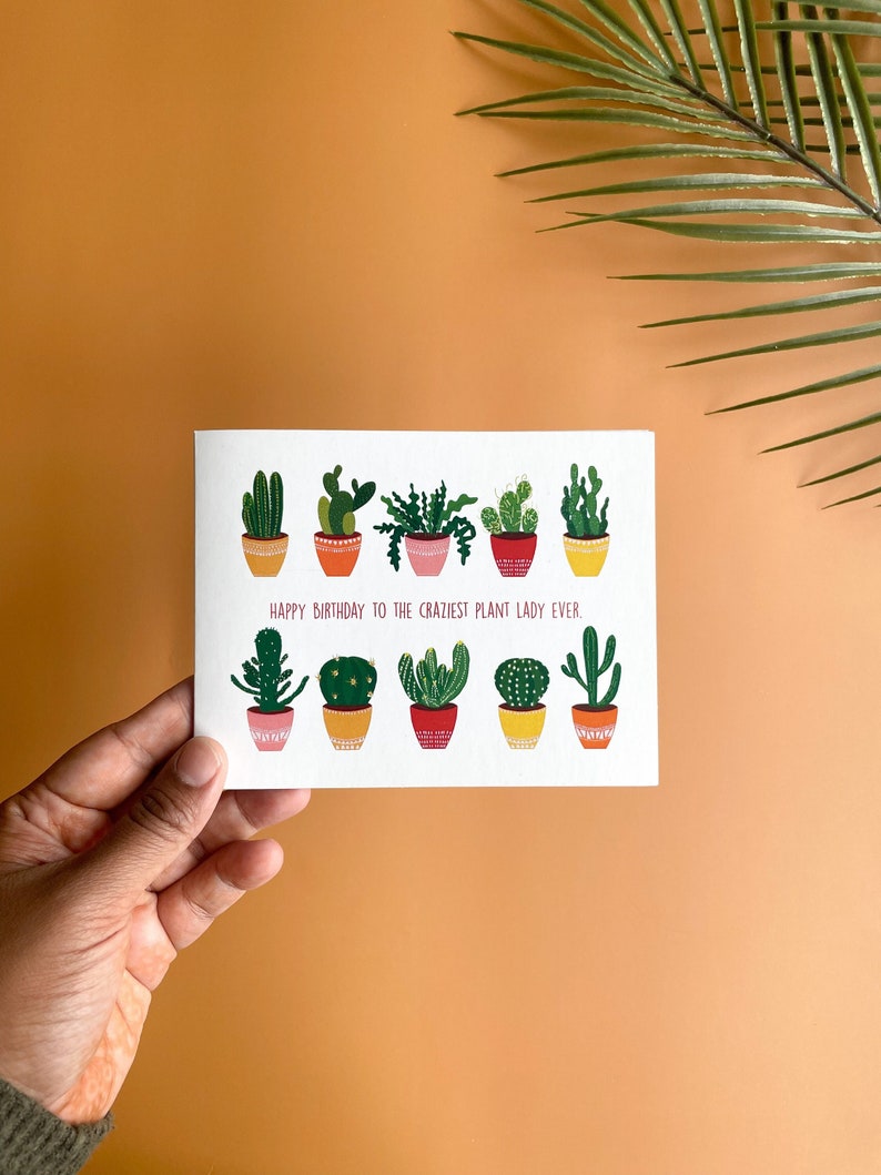 Plant birthday card, birthday card, for her, for plant lady, blank greeting card, mom birthday card, for plant lover, birthday greeting card image 1