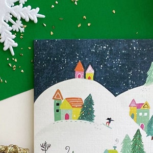 Christmas card, set of 4 Christmas cards, illustrated holiday cards, Christmas gift, blank Christmas card set image 3