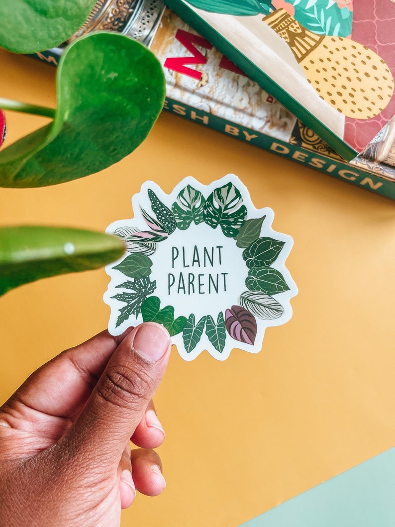 Plant parent sticker, vinyl sticker, laptop decal, water bottle sticker, permanent sticker, gift for, for plant mom, plant dad, plant parent image 3