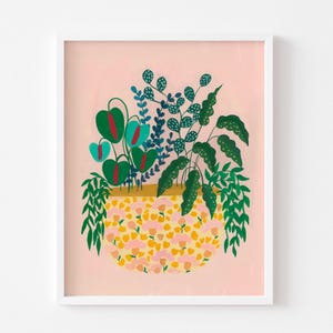 Flower pot art print, House plants art, plant print, flowers print, plant painting, for her, for gardener, for plant lady