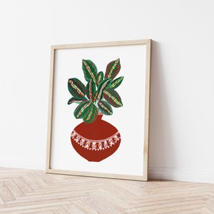 Impresión de planta de oración, impresión de arte vegetal, regalo de la madre planta, cartel de la planta, arte botánico de la pared, arte de la planta de la casa, decoración de la pared boho, día de las madres imagen 2