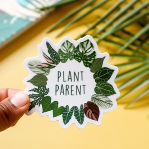Plant parent sticker, vinyl sticker, laptop decal, water bottle sticker, permanent sticker, gift for, for plant mom, plant dad, plant parent image 1