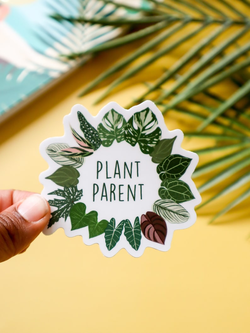 Plant parent sticker, vinyl sticker, laptop decal, water bottle sticker, permanent sticker, gift for, for plant mom, plant dad, plant parent image 1