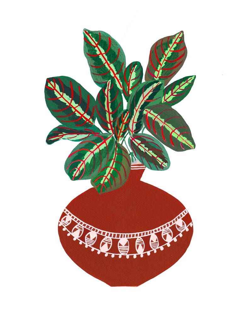 Impresión de planta de oración, impresión de arte vegetal, regalo de la madre planta, cartel de la planta, arte botánico de la pared, arte de la planta de la casa, decoración de la pared boho, día de las madres imagen 4