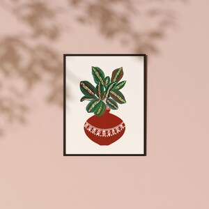 Impresión de planta de oración, impresión de arte vegetal, regalo de la madre planta, cartel de la planta, arte botánico de la pared, arte de la planta de la casa, decoración de la pared boho, día de las madres imagen 3