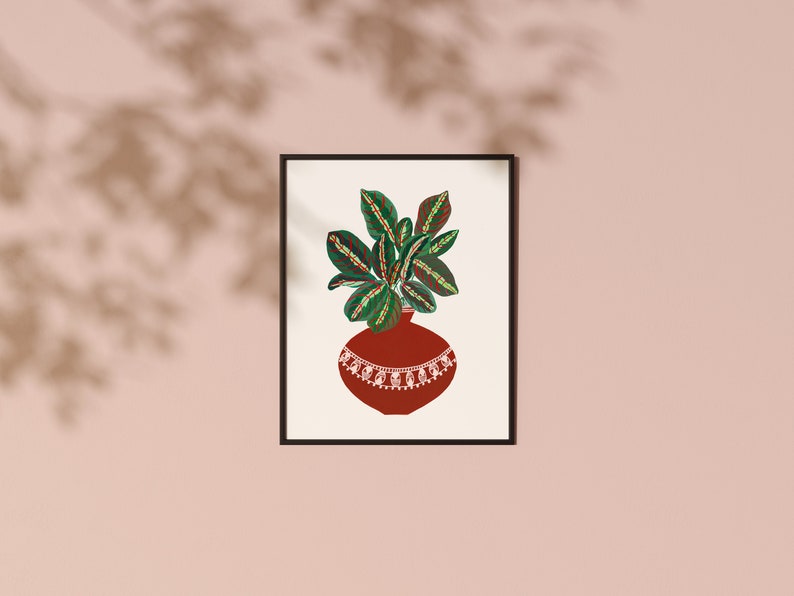 Impresión de planta de oración, impresión de arte vegetal, regalo de la madre planta, cartel de la planta, arte botánico de la pared, arte de la planta de la casa, decoración de la pared boho, día de las madres imagen 3