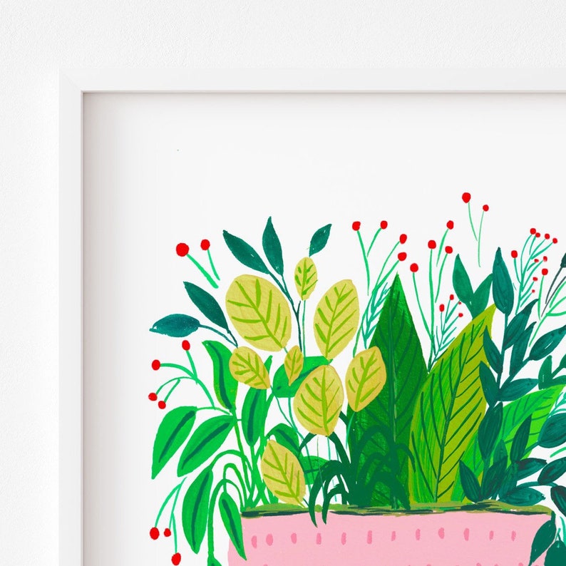 Pink plant art print, houseplant art print , plant wall decor, plant art print, plant lady gift, plant lover gift, plant print,mothers day image 5