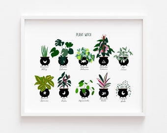Plant witch art print, cauldron decor, Halloween home decor, Halloween plant mom, gift for plant lady, for gardener, houseplant art, plant