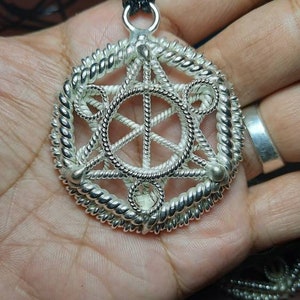 Metatron Cube Tensor Ring Generator Pendant (silver plating)