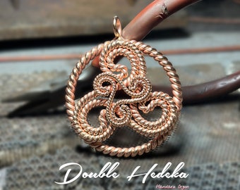 Pendentif double heddeka anneau tenseur (coudée sacrée et perdue)