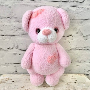 Oso de peluche rosa baby shower Oso de punto juguete Amigurumi oso hecho a mano Oso de peluche de punto