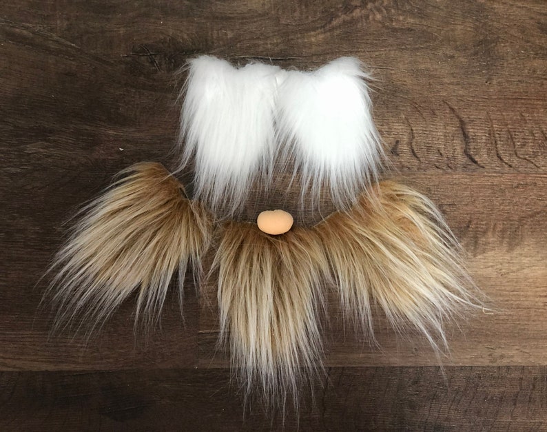 5x Pre Cut Gnome Beard White Faux Fur Beards White Gnome Beard Faux Fur