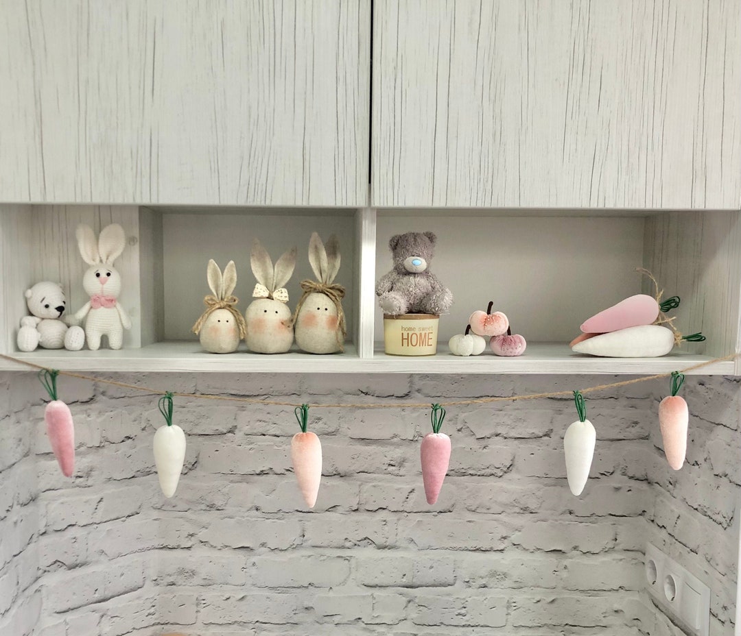Carrots Garland Pastel Easter Garland for Mantel Neutral Easter Decor