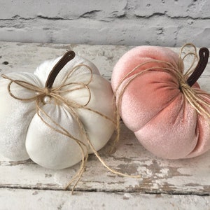 Pastel pumpkins Velvet pumpkins set Pumpkin table centerpiece