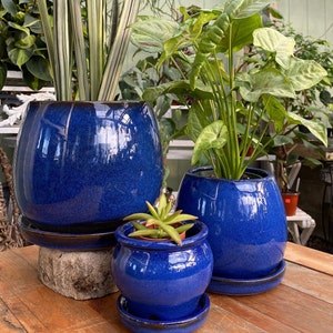 6" Ceramic Planter/Pot Handmade Minimalist Style 6 inch With Drainage and Attached Saucer