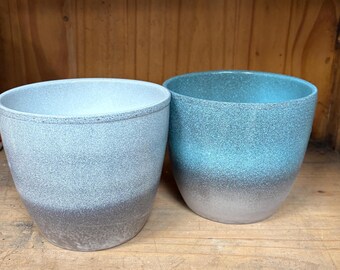 6" Glazed Ceramic slip cover pot Planter/Pot Floral design Handmade 6 inch