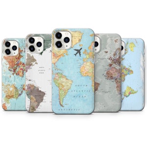 World map Phone Case PlanetiPhone Cover fit for iPhone 15 Pro Max, 14 Plus, 13, 12, 11, XR, XS & Samsung S23, S22, A54, A53, Pixel 8, 7