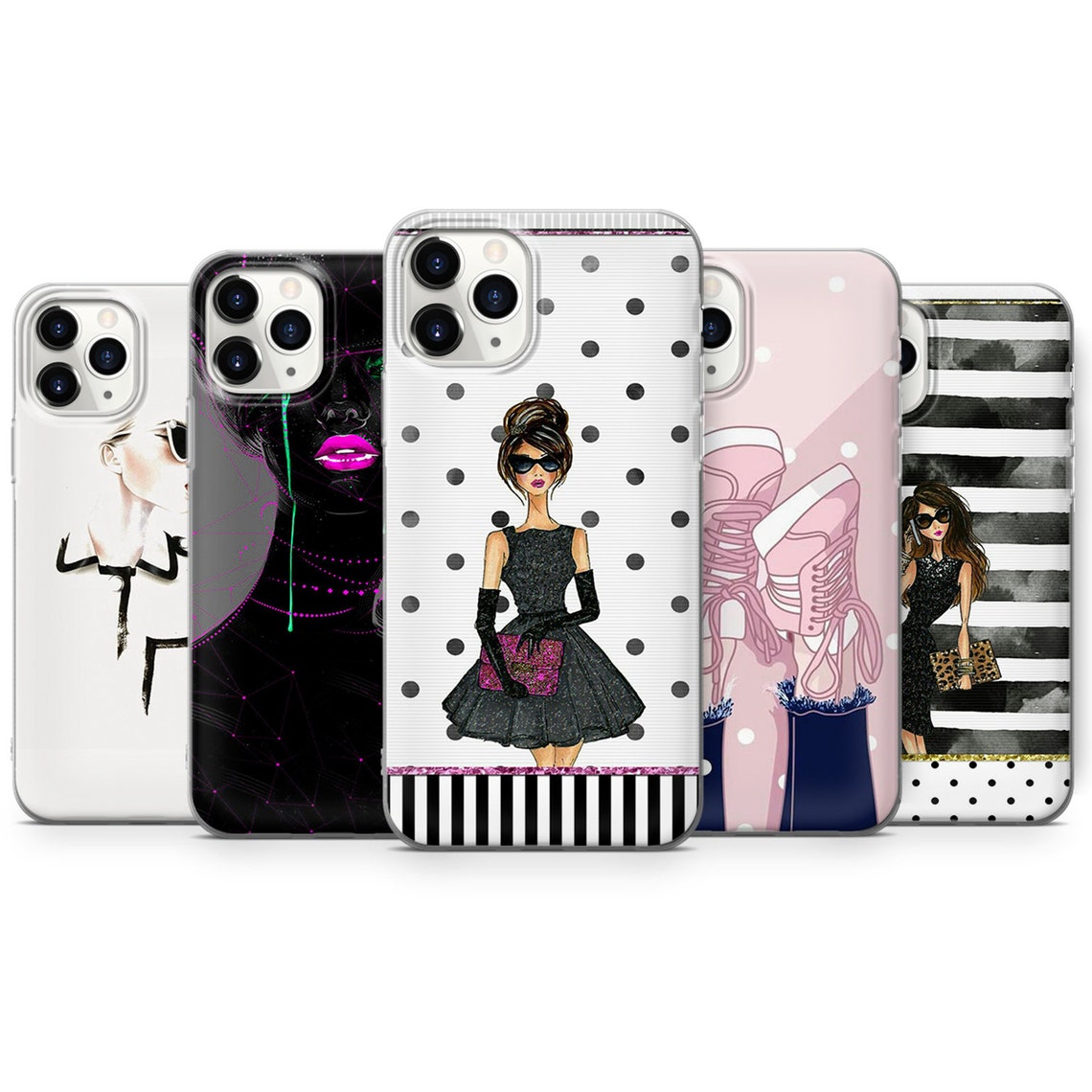 Fashion Phone Case Mode Girl Woman Dots Style Soft Gel Cover Etsy