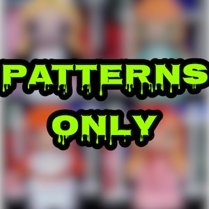 Pode incluir: Texto verde em fundo preto que diz "PATTERNS ONLY". O texto tem um efeito de gotejamento, como se estivesse derretendo.
