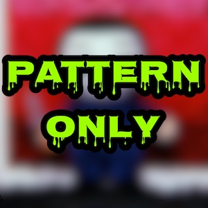 May include: A digital graphic featuring the text PATTERN ONLY in a bright lime green font with a dripping effect. The letters have a thick black outline and are set against a blurred, out-of-focus background with red and dark blue tones.