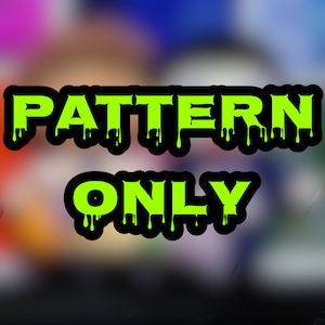 以下が含まれることがあります： ぼやけた背景に黒と緑の文字で「PATTERN ONLY」と書いてあります。