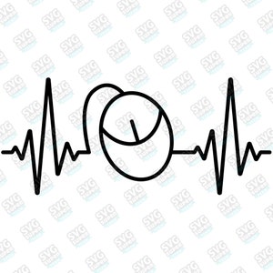 Muis computer hart verslaan SVG, electrocardiogram pulse tech klik digitale download bestand voor cricut, silhouet cameo, eps, dxf, eps bestand
