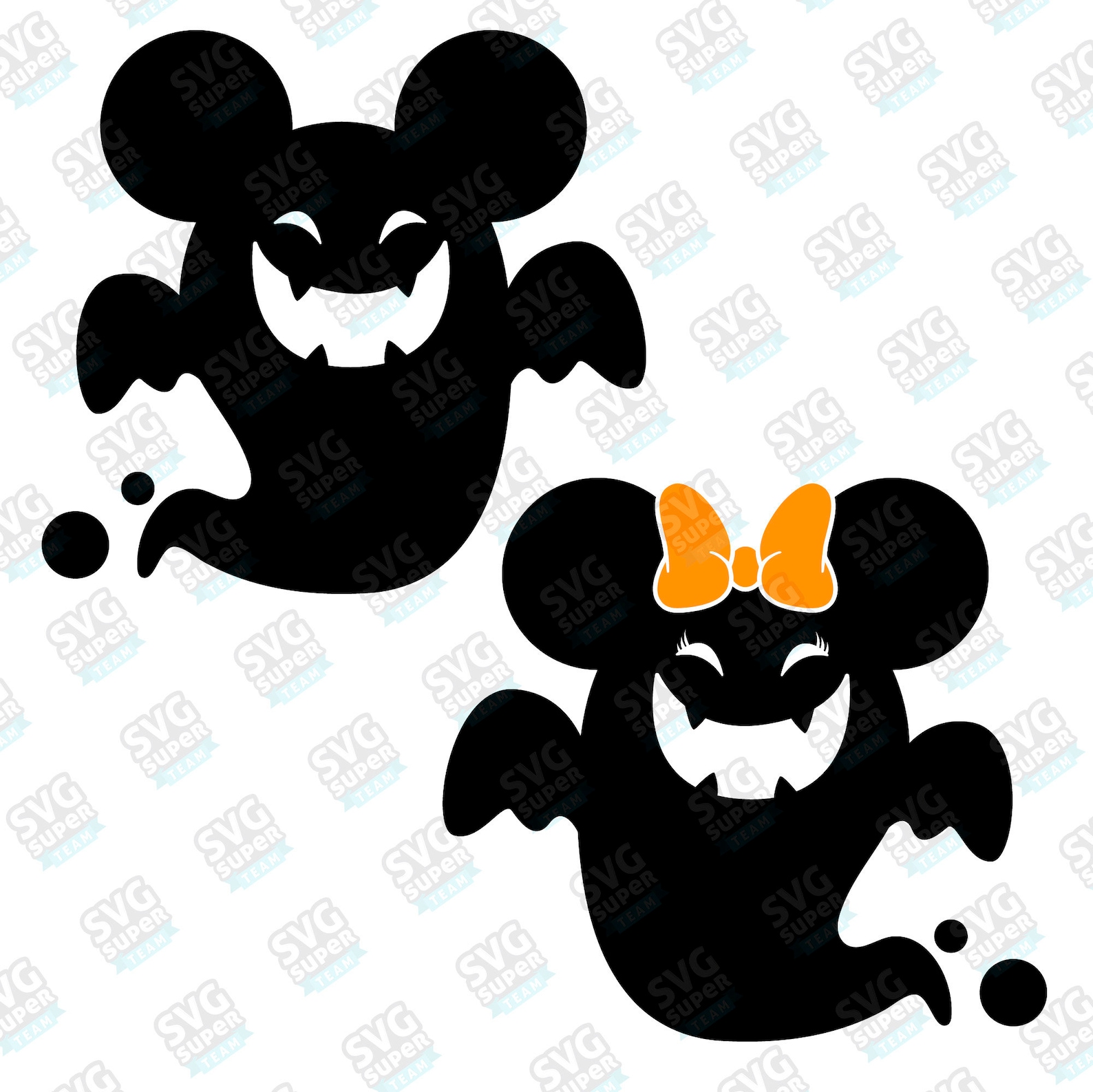 Ghost Mickey & Minnie Halloween Svg, Disney Ghost Halloween Digital