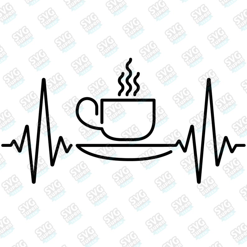 Download Coffee heart beat SVG electrocardiogram pulse digital | Etsy