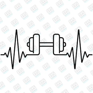 Gym hart beat SVG, electrocardiogram pulse gym lover digitale download bestand voor cricut, silhouet cameo, eps, dxf, gewichtheffer eps bestand