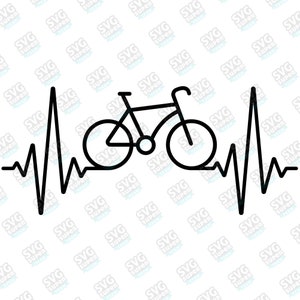 Fahrrad Herz schlagen Shirt SVG, Radfahren Elektrokardiogramm Puls digitale Download-Datei für Cricut, Radfahren Mountainbike Silhouette Cameo, Dxf, eps
