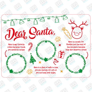 Dear Santa Tray svg, milk & cookies print SVG, holiday santa digital download file for cricut, silhouette cameo, dxf, eps